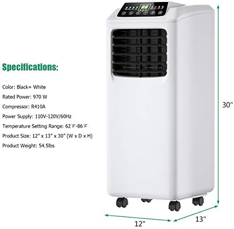 Toolsempire 8000BTU Portable AC with Dehumidifier and Fan Remote Control