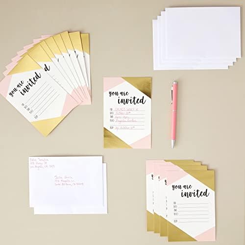 Best Paper Greetings 36-Pack Pink Gold Invitations