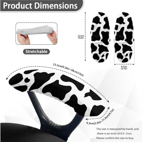 Milk Cow Print Office Chair Cover 3PCS Washable Chair Slipcovers with Armrest Covers