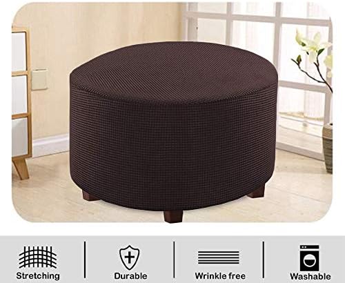 VIENLOVE Round Ottoman Slipcover Jacquard Fabric