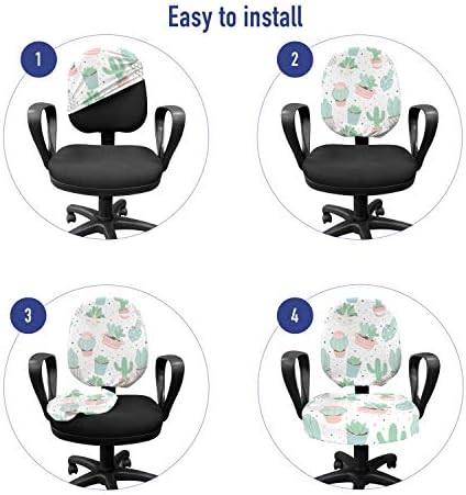 Lunarable Succulent Office Chair Slipcover Soft Pink