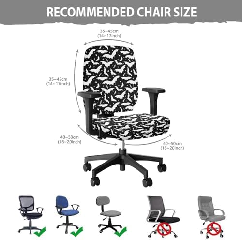 Talayituse Black Bat Pattern Office Chair Cover 2 Piece