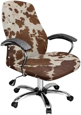 Wanyint Stretchable Cow Print Chair Cover Dustproof Universal for Office Chairs