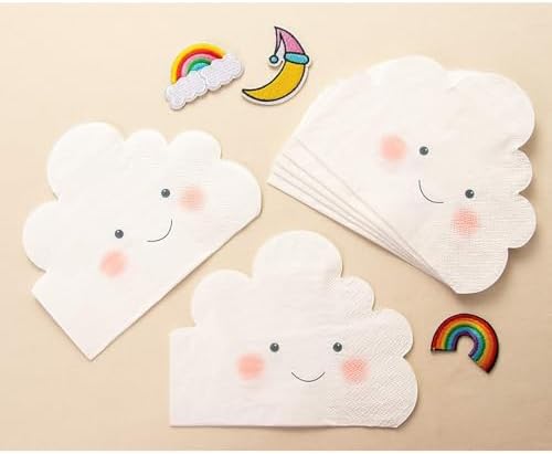 White Cloud Shape Paper Napkins for Baby Shower 50 Pack