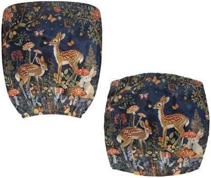 2 Pcs Retro Deer Rabbit Print Office Chair Slipcover