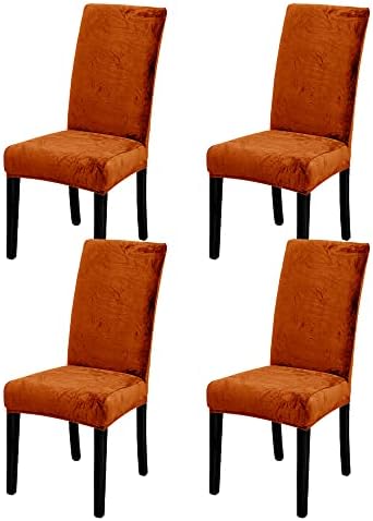 LIPOR 4 Piece Velvet Chair Covers Set for Dining Room