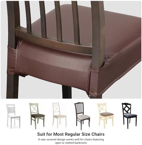 Treaful Dining Chair Covers Set of 6 PU Leather Slipcovers