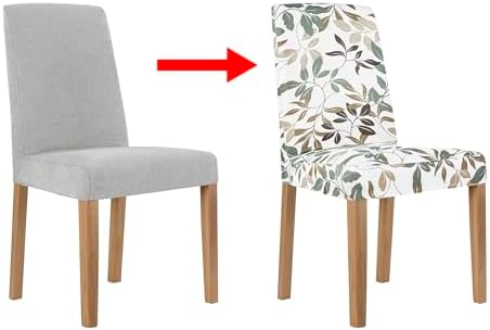 No 918 Hillcrest Botanical Print Stretch Fit Dining Chair Cover Pair Sage Green