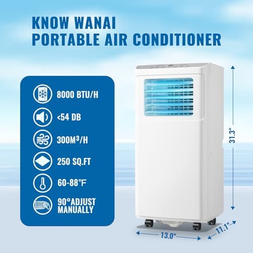 WANAI 8000 BTU Portable AC with Dehumidifier and Fan