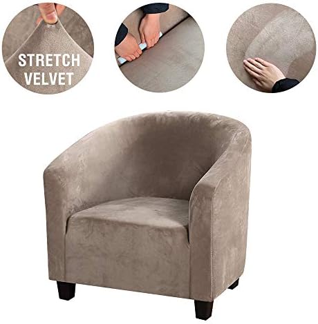 GULI Velvet Tub Chair Covers for Armchairs Khaki