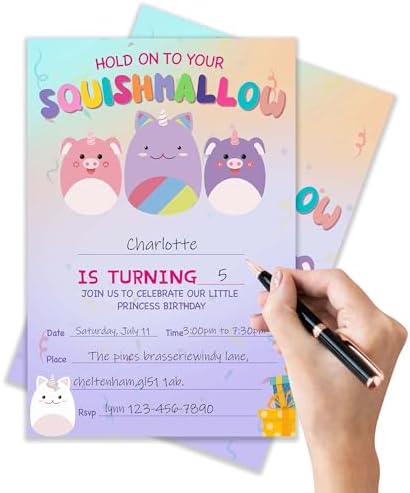 Squish Birthday Invitations with Envelopes Pack of 20