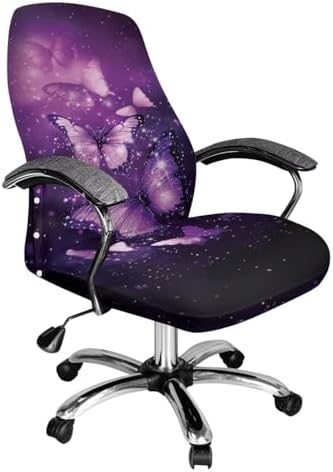 Modern Gothic Purple Butterfly Chair Cover for Office and Home
