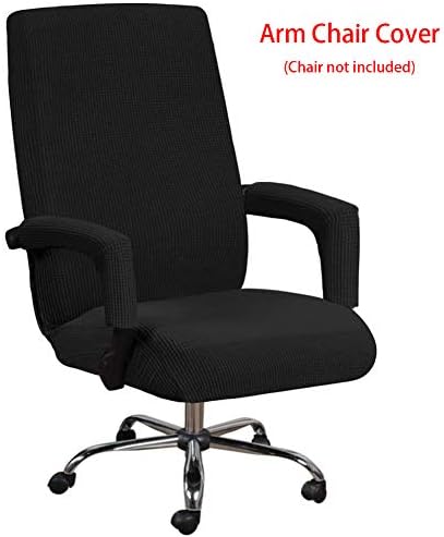 JIANWEI Office Chair Cover with Armrest Covers Black XL