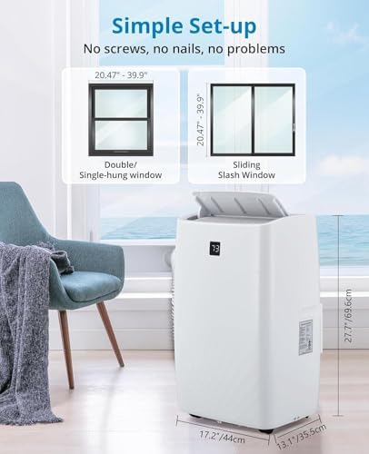 14000 BTU Portable AC with 3-Speed Fan and 24 Hour Timer