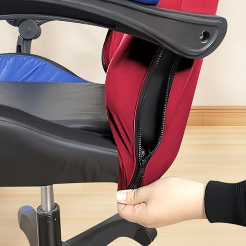 Red Polyester Gaming Chair Cover Set with 2 Armrest Covers