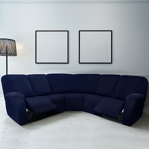 Peryiter 7 Pcs L Shape Sectional Recliner Sofa Covers