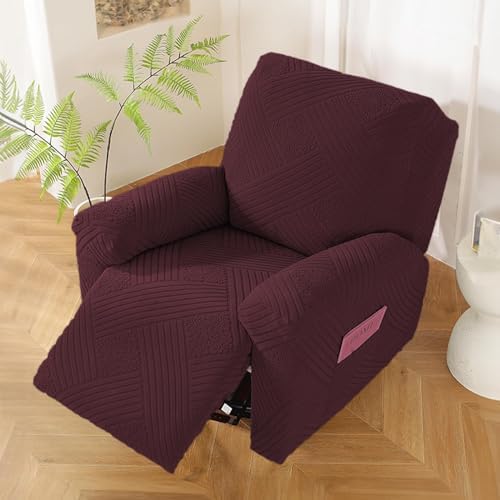 Northern Brothers Recliner Cover Stretchy Washable Dog and Kid Friendly Wine Red