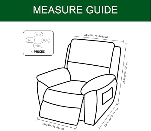 CRFATOP 4-Piece Recliner Slipcovers with Storage Pockets and Arms