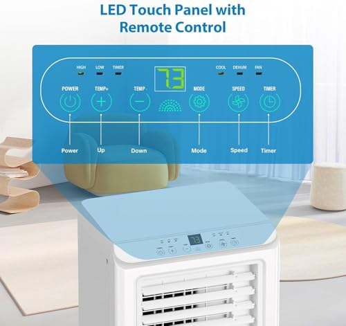 8000BTU Portable Air Conditioner with Remote Control Cooling Dehumidifier Fan White