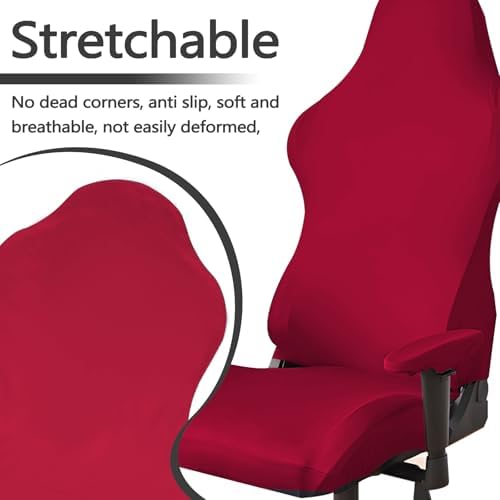 Red Polyester Gaming Chair Cover Set with 2 Armrest Covers