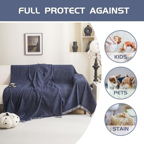 MEETSKY Navy Blue Sofa Slipcover Sectional Cover for Pets 71x118
