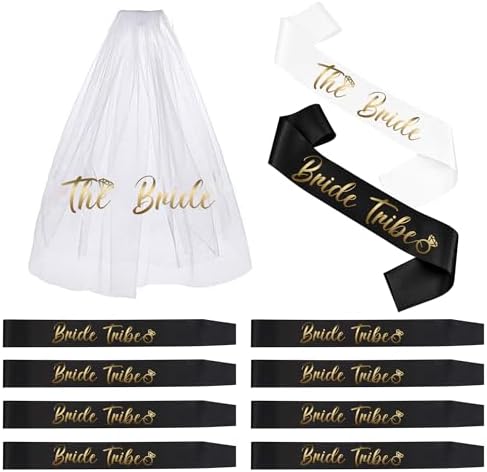 Bachelorette Sash and Bridal Veil Set with Bride Tribe Sashes