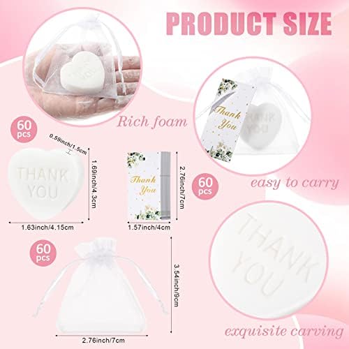 Demissle 60 Piece White Heart Soap Favors