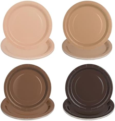 24Pcs Gradient Brown Party Plates 7 Inch for Holidays