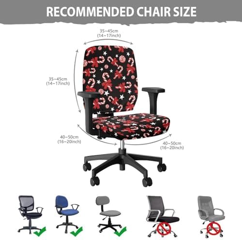 Christmas Candy Office Chair Covers 2 Pieces Reusable Washable