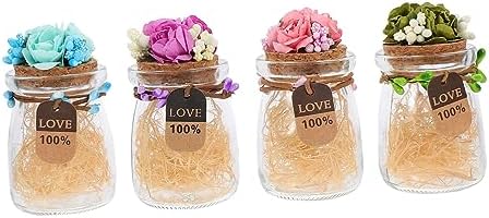 DECHOUS 4pcs Glass Candy Bottles for Wedding Favors