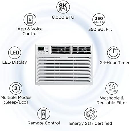 TCL 8W9ER1-A Smart Voice Control Window Air Conditioner 8000 BTU White