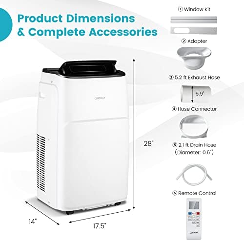 COSTWAY 13000 BTU Portable Air Conditioner with 4 Modes and Smart WiFi