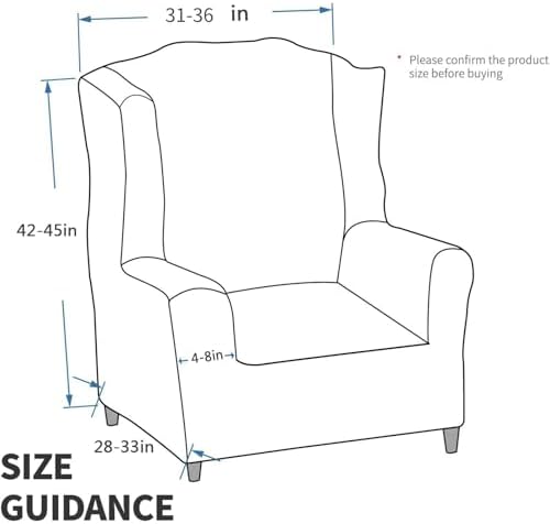 MAXIJIN Velvet Wingback Chair Slipcover 1-Piece Stretch Soft