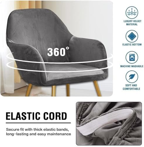 Velvet Office Chair Slipcover with Arms Modern Home Chair Protector