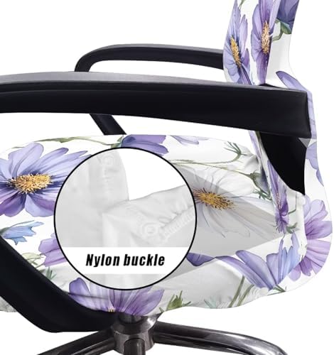 Purple Daisy Floral Print Office Chair Cover
