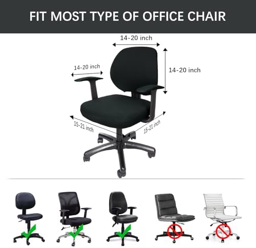 WOMACO Office Chair Cover with Armrests Black