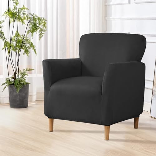 MINGPINHUIUS Velvet Armchair Slipcovers Black Mid Century Luxury