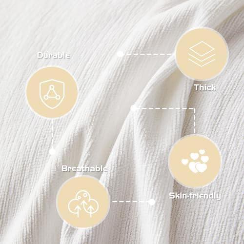 MEETSKY 3 Cushion Sofa Covers 91x134 White Chenille Blend