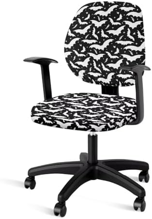 Talayituse Black Bat Pattern Office Chair Cover 2 Piece