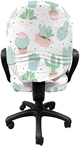 Lunarable Succulent Office Chair Slipcover Soft Pink