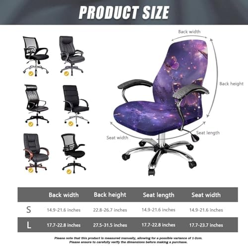 Hudotybom Office Chair Cover Galaxy Butterfly Breathable Anti-Dust Slipcover