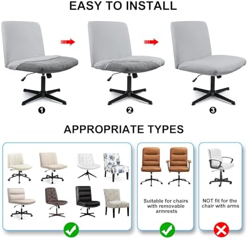 Iauddy Armless Criss Cross Desk Chair Slipcover