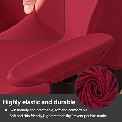 Red Polyester Gaming Chair Cover Set with 2 Armrest Covers