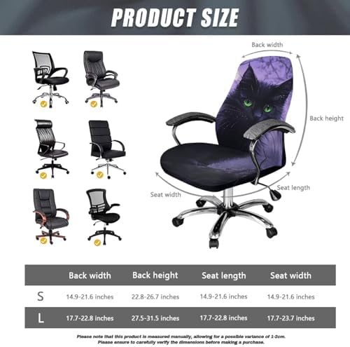 Cat Design Office Chair Cover Reusable Dust-Proof Slipcover
