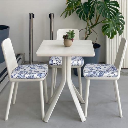 Granbey Blue and White Chair Covers with Navy Floral Design