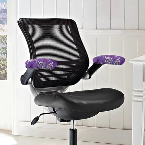 Butterfly Armrest Slipcovers Set of 2 Stretchable Purple Covers with Elastic Band