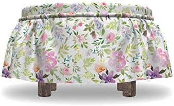 Ambesonne Watercolor Ottoman Cover 2 Piece Set