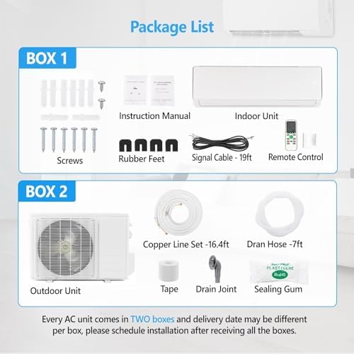 Bonnlo 11500BTU Wifi Mini Split AC Unit with Heat Pump