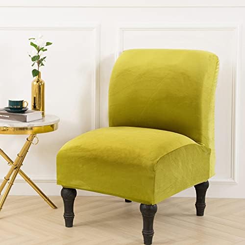 MIFXIN Velvet Armless Chair Slipcover 1 Pack Grass Yellow