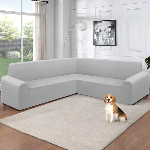 Arfntevss Velvet L-Shape Sofa Cover Set for Sectional Couches
